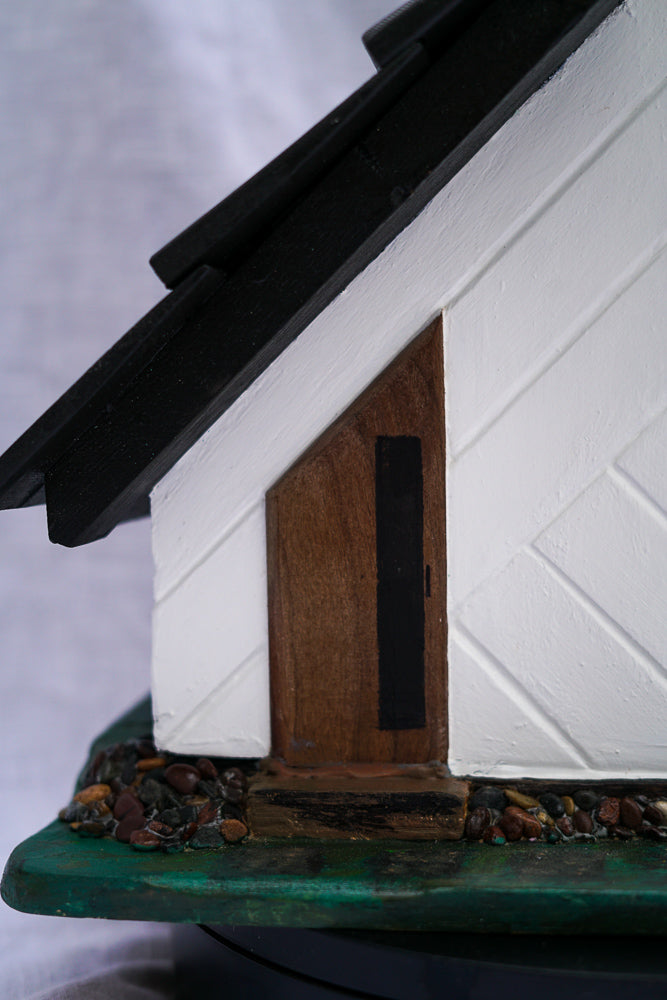 White Mid Century Modern Chickadee Birdhouse