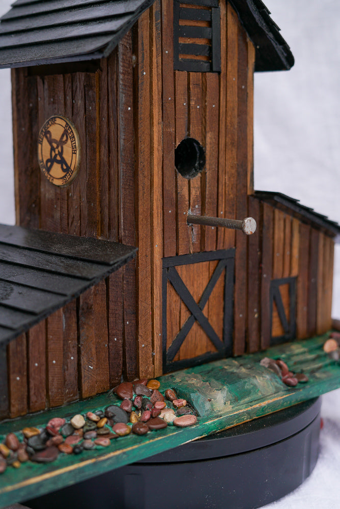 Brown Farmhouse Chickadee Birdhouse