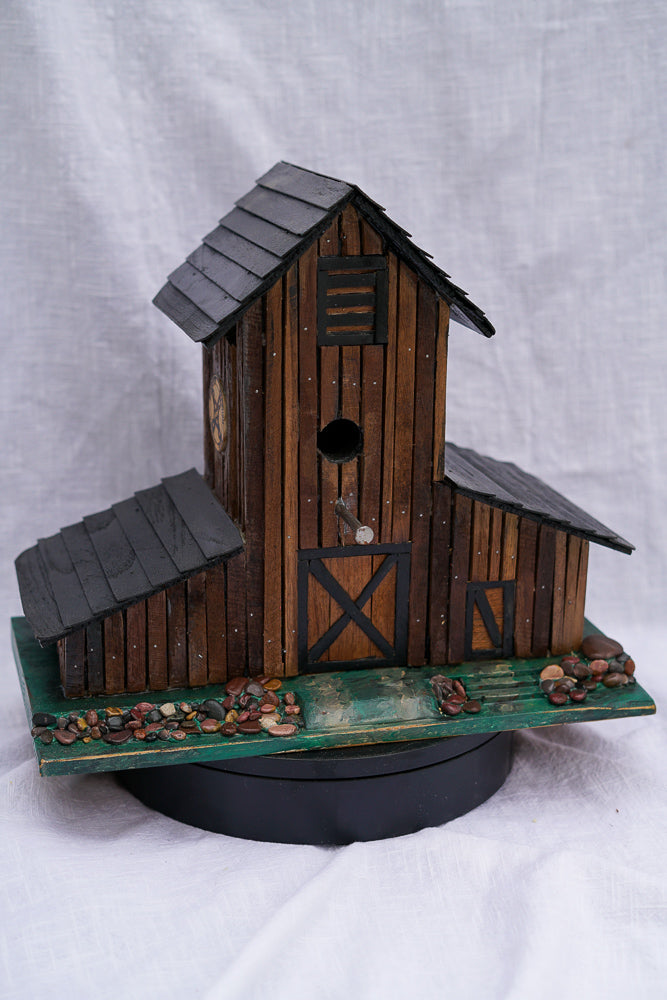 Brown Farmhouse Chickadee Birdhouse