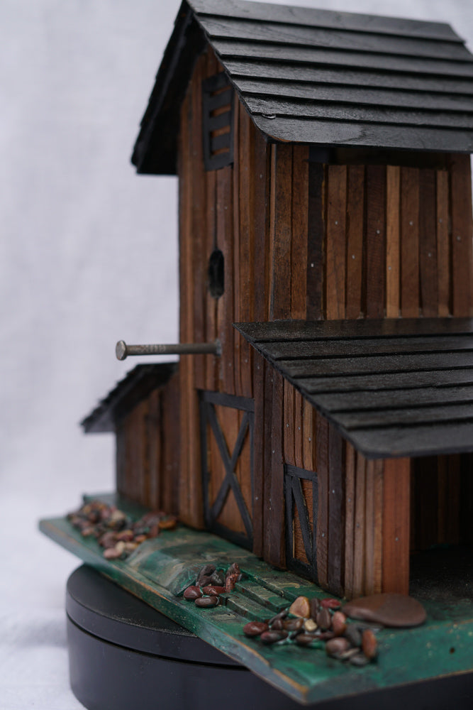 Brown Farmhouse Chickadee Birdhouse