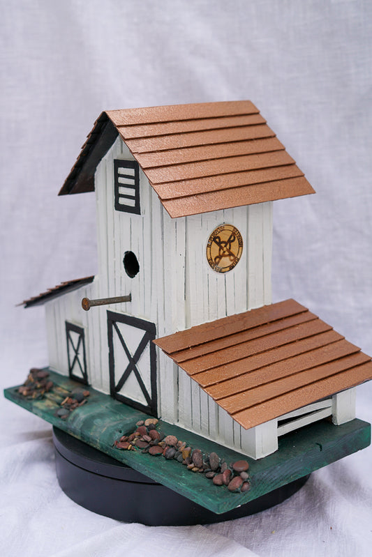 White Farmhouse Chickadee Birdhouse