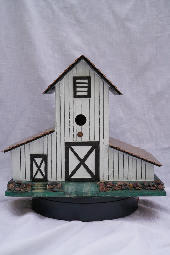 White Farmhouse Chickadee Birdhouse