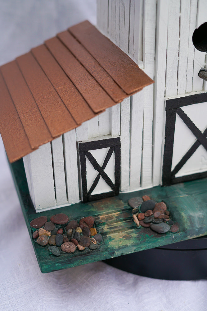 White Farmhouse Chickadee Birdhouse