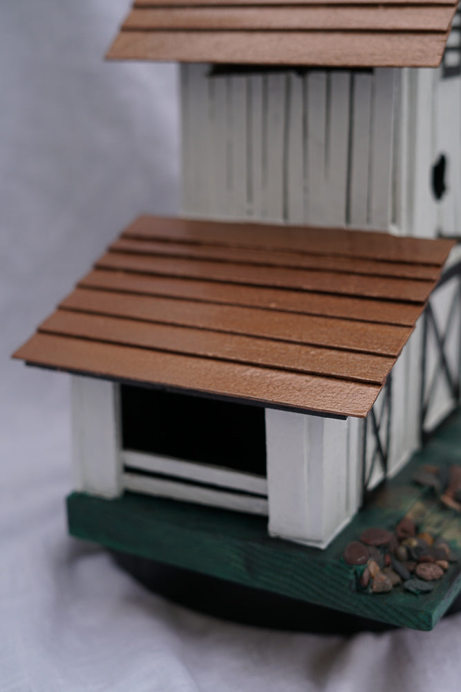 White Farmhouse Chickadee Birdhouse