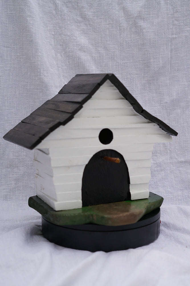 Custom White Doghouse Birdhouse