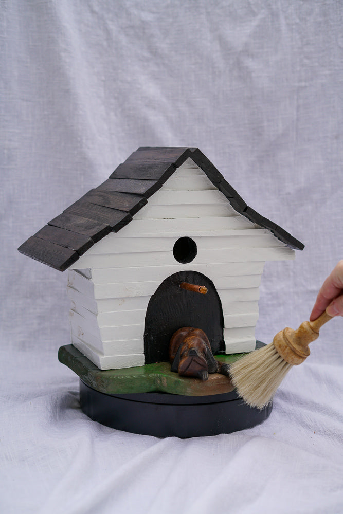 Custom White Doghouse Birdhouse