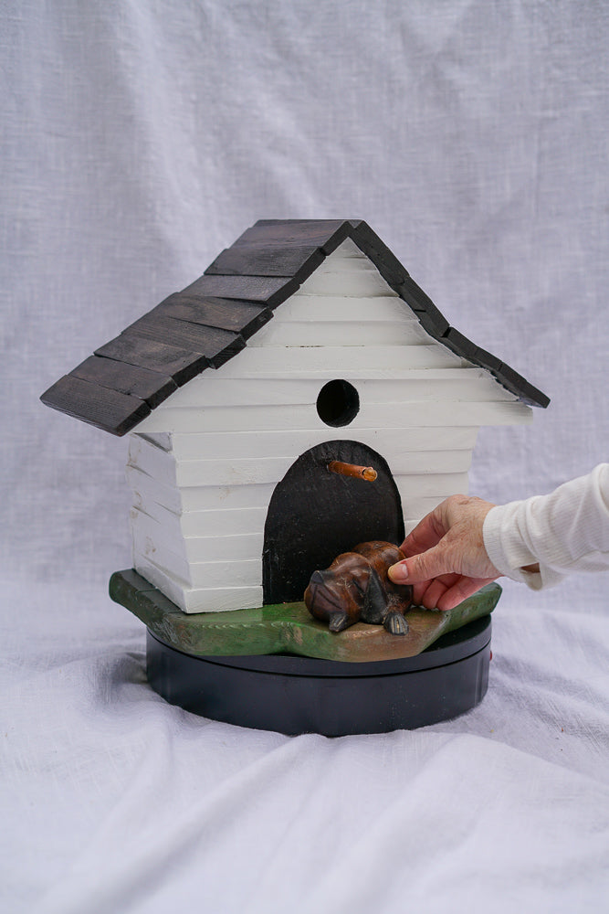 Custom White Doghouse Birdhouse